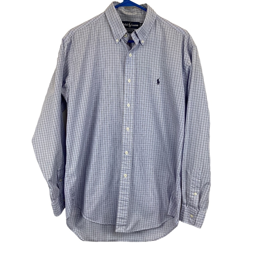 Ralph Lauren Blue Label Dress Shirt Button Down Size 15 1/2 34/35 Blue Long Slee